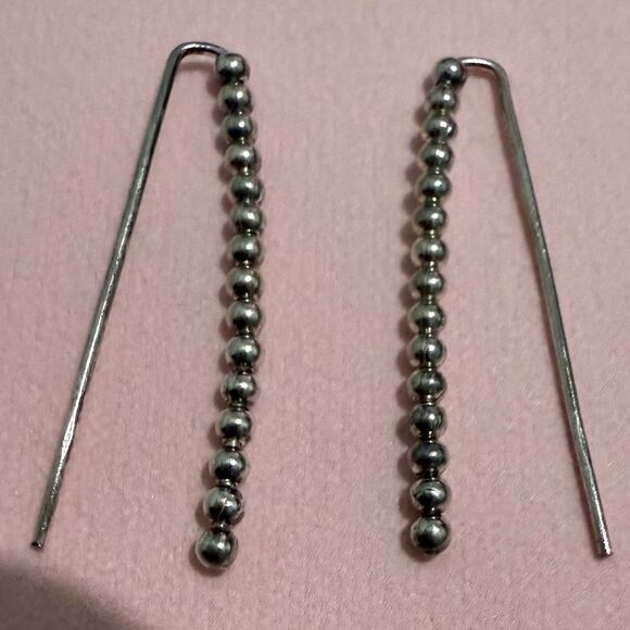 STERLING SILVER BALL DROP EARRINGS – MINIMALIST HOOK STYLE FOR WOMEN - Picture 7 of 17